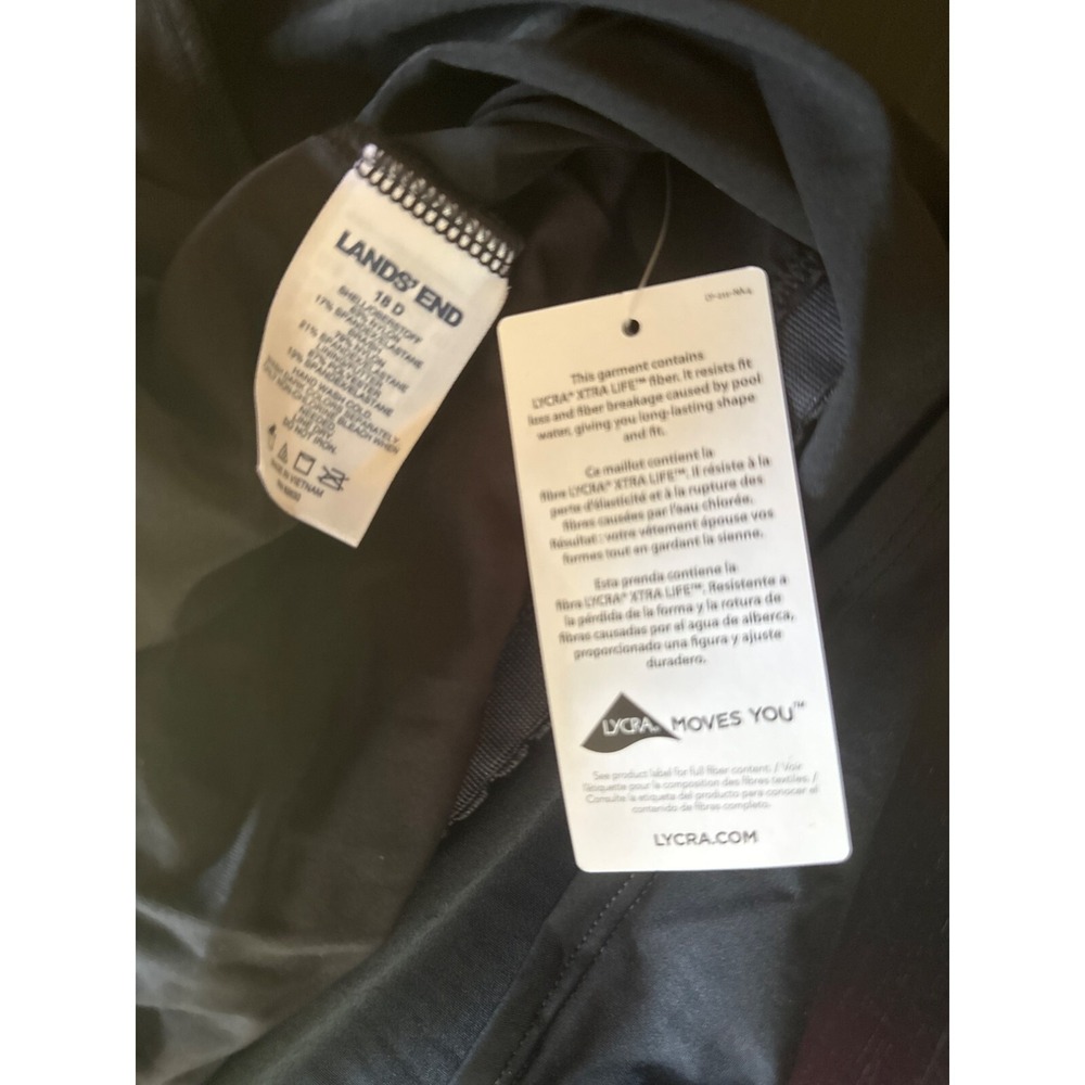 NWT Lands End Black Roushed Swim Tank Tankini‎ Top Size 18D - Picture 5 of 7